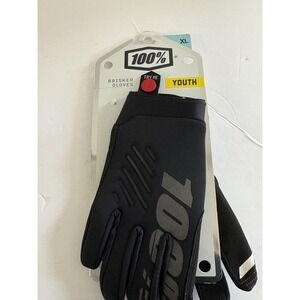 100% Brisker Youth Gloves XL Black Cold Weather MTB BMX Motocross Cycling Bike